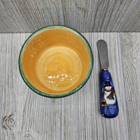 Sango The Sweet Shoppe Christmas Dip Bowl & Spreader Set 3041 Sue Zipkin - Picture 3 of 8